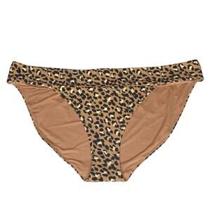 Aerie Banded Leopard Animal Print Bikini Bottom Brown Black Women's XXL Mob Wife